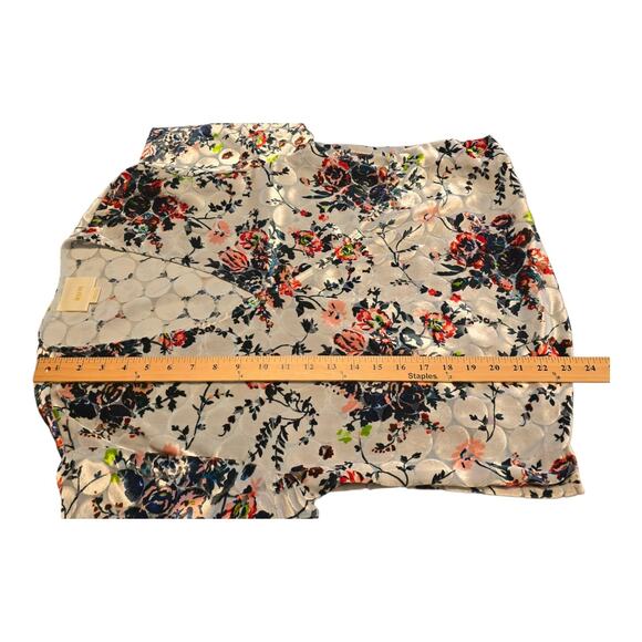 Maeve Womens Dark Floral Umi Velvet Burnout Top XS Silk Blend Kimono Sleeves - Picture 10 of 10